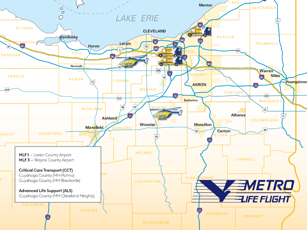 Metro Life Flight Bases Map